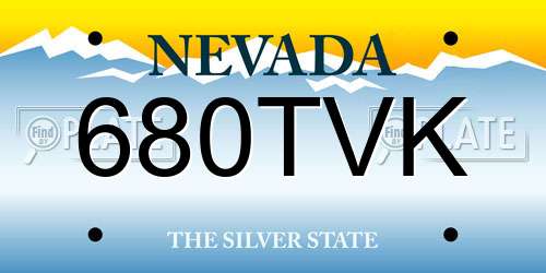 680TVK Nevada License Plate