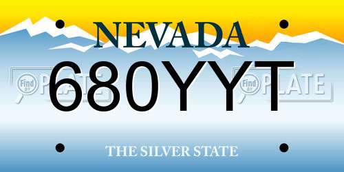 680YYT Nevada License Plate