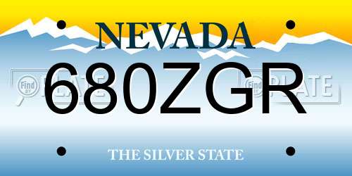 680ZGR Nevada License Plate