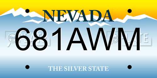 681AWM Nevada License Plate