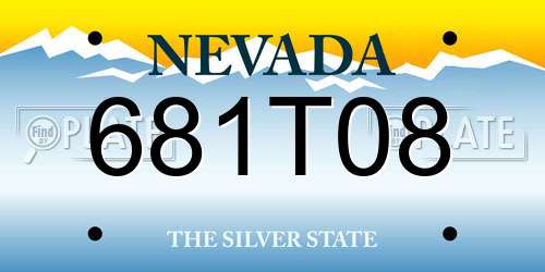 681T08 Nevada License Plate