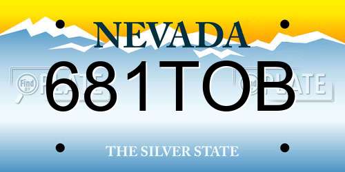 681TOB Nevada License Plate