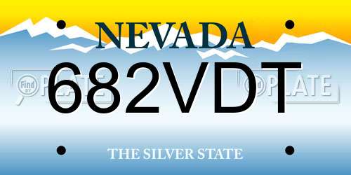682VDT Nevada License Plate