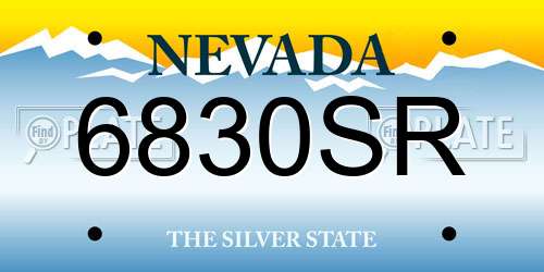 6830SR Nevada License Plate