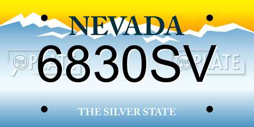6830SV Nevada License Plate