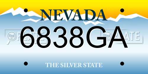 6838GA Nevada License Plate