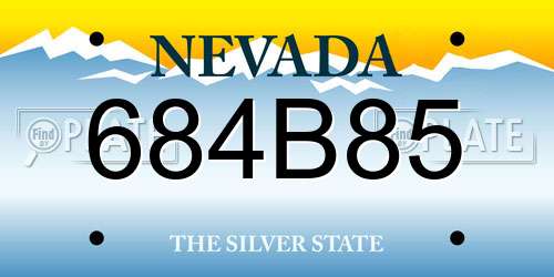 684B85 Nevada License Plate