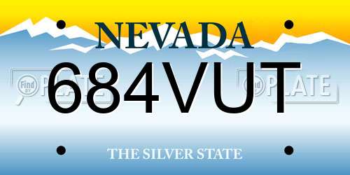 684VUT Nevada License Plate