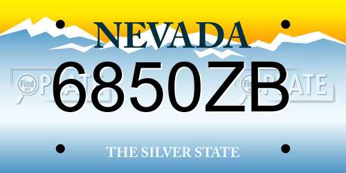 6850ZB Nevada License Plate
