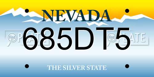 685DT5 Nevada License Plate
