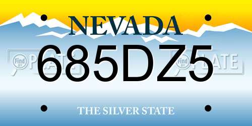 685DZ5 Nevada License Plate