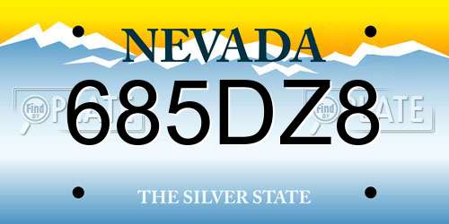 685DZ8 Nevada License Plate