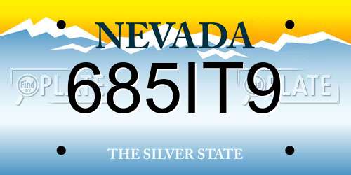 685IT9 Nevada License Plate