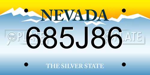 685J86 Nevada License Plate