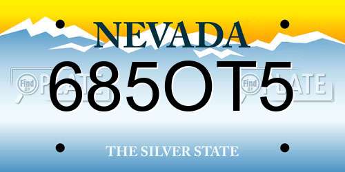685OT5 Nevada License Plate