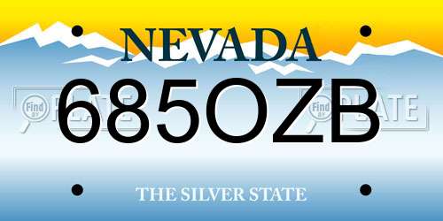685OZB Nevada License Plate