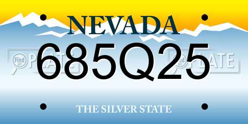 685Q25 Nevada License Plate