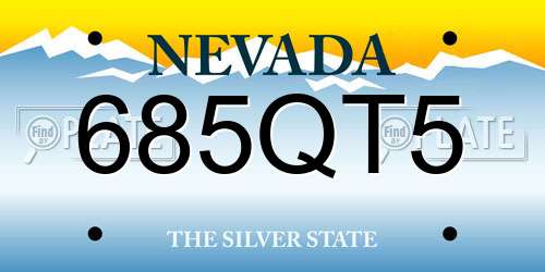 685QT5 Nevada License Plate