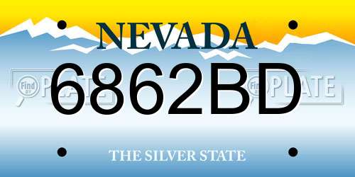 6862BD Nevada License Plate