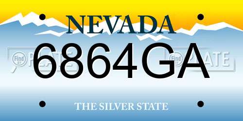 6864GA Nevada License Plate