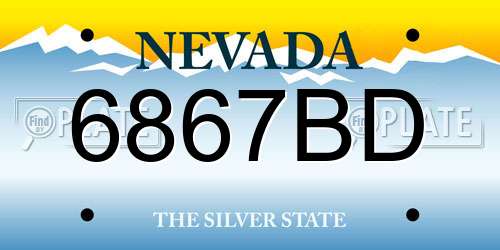 6867BD Nevada License Plate