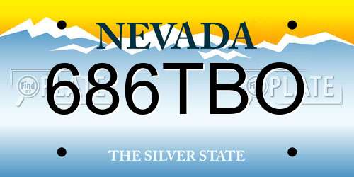 686TBO Nevada License Plate