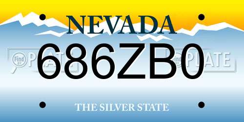 686ZB0 Nevada License Plate