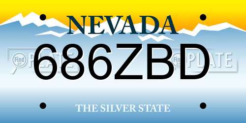 686ZBD Nevada License Plate