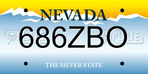 686ZBO Nevada License Plate