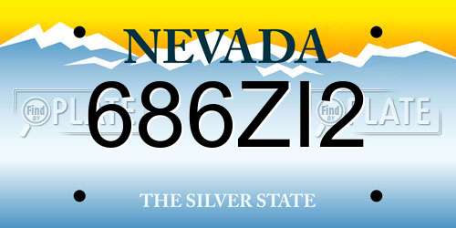 686ZI2 Nevada License Plate