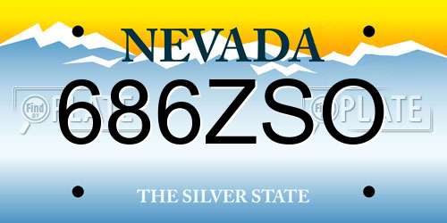 686ZSO Nevada License Plate