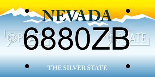6880ZB Nevada License Plate
