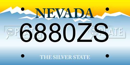 6880ZS Nevada License Plate