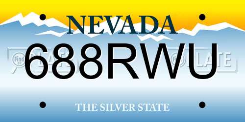688RWU Nevada License Plate