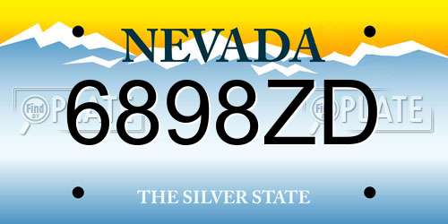 6898ZD Nevada License Plate