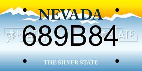 689B84 Nevada License Plate
