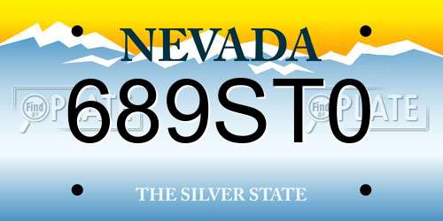 689ST0 Nevada License Plate