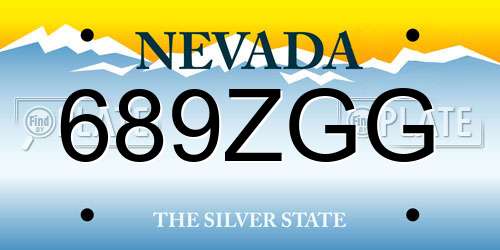 689ZGG Nevada License Plate