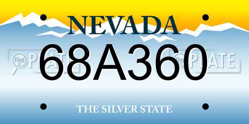 68A360 Nevada License Plate