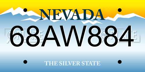 68AW884 Nevada License Plate