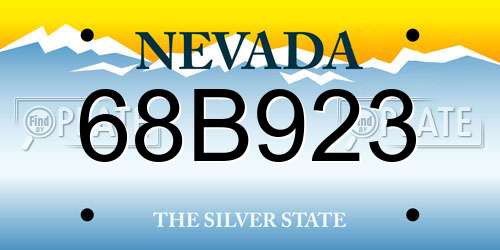 68B923 Nevada License Plate