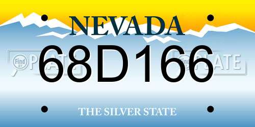 68D166 Nevada License Plate