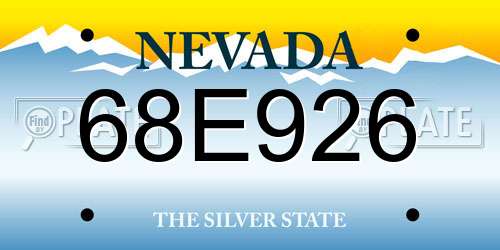 68E926 Nevada License Plate