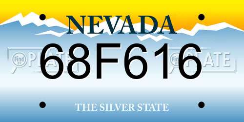 68F616 Nevada License Plate