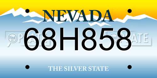 68H858 Nevada License Plate
