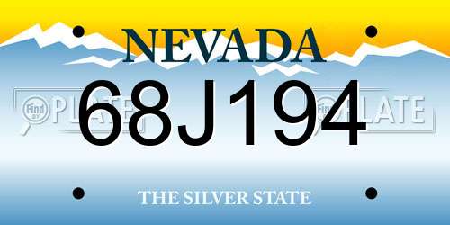 68J194 Nevada License Plate