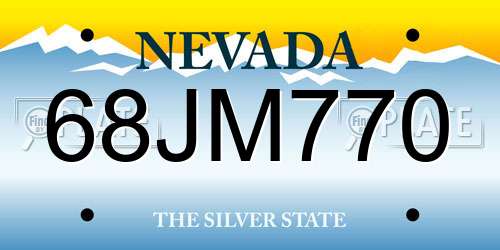 68JM770 Nevada License Plate