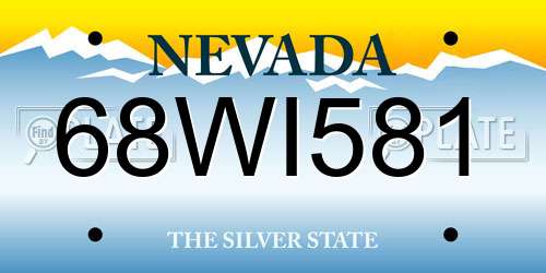 68WI581 Nevada License Plate