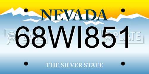 68WI851 Nevada License Plate