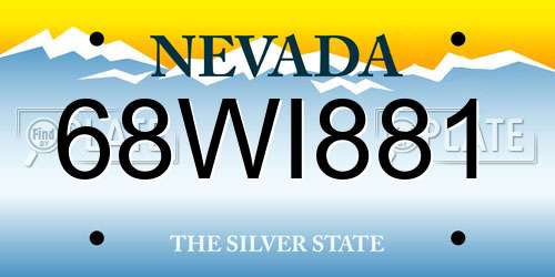 68WI881 Nevada License Plate
